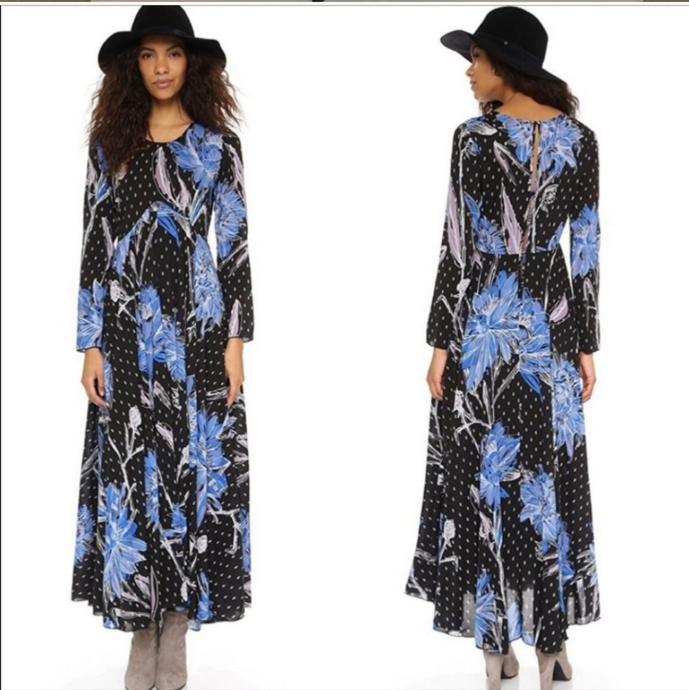 Free People first kiss maxi dress botanical night